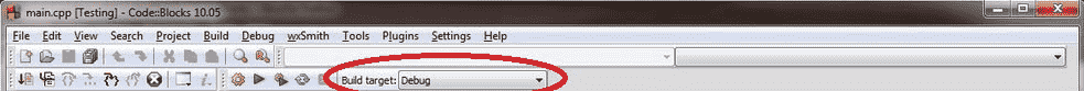 Code::Blocks Build Target Dropdown