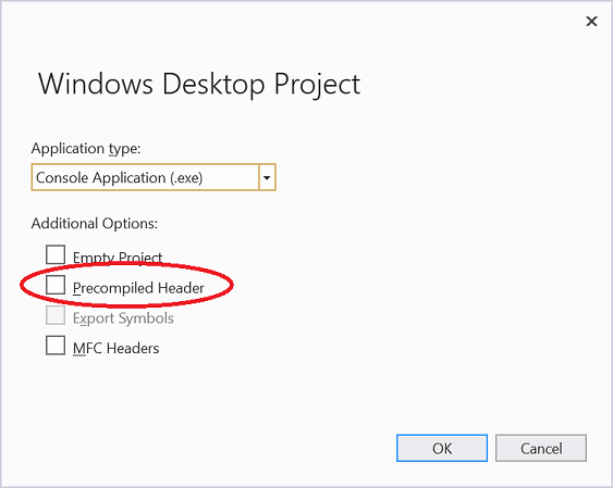 Visual Studio 2019 Project options dialog